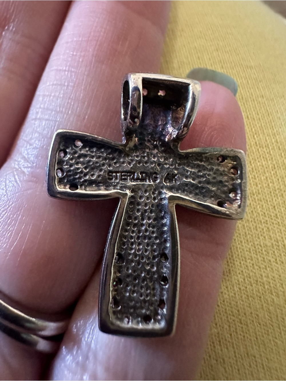 Blue Opal Cross Pendant Necklace Charm - Picture 3 of 6